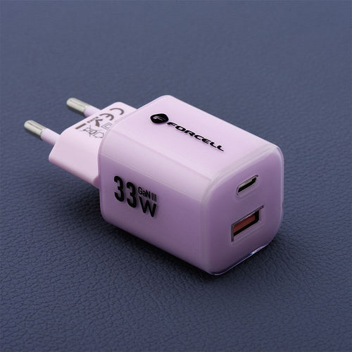 Oplader 33W USBC/USBA Violet