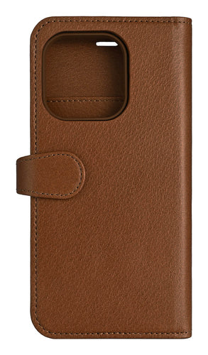 iPhone 16 Pro Læder Wallet Flip Cover 2 i 1 – Brun – Buffalo