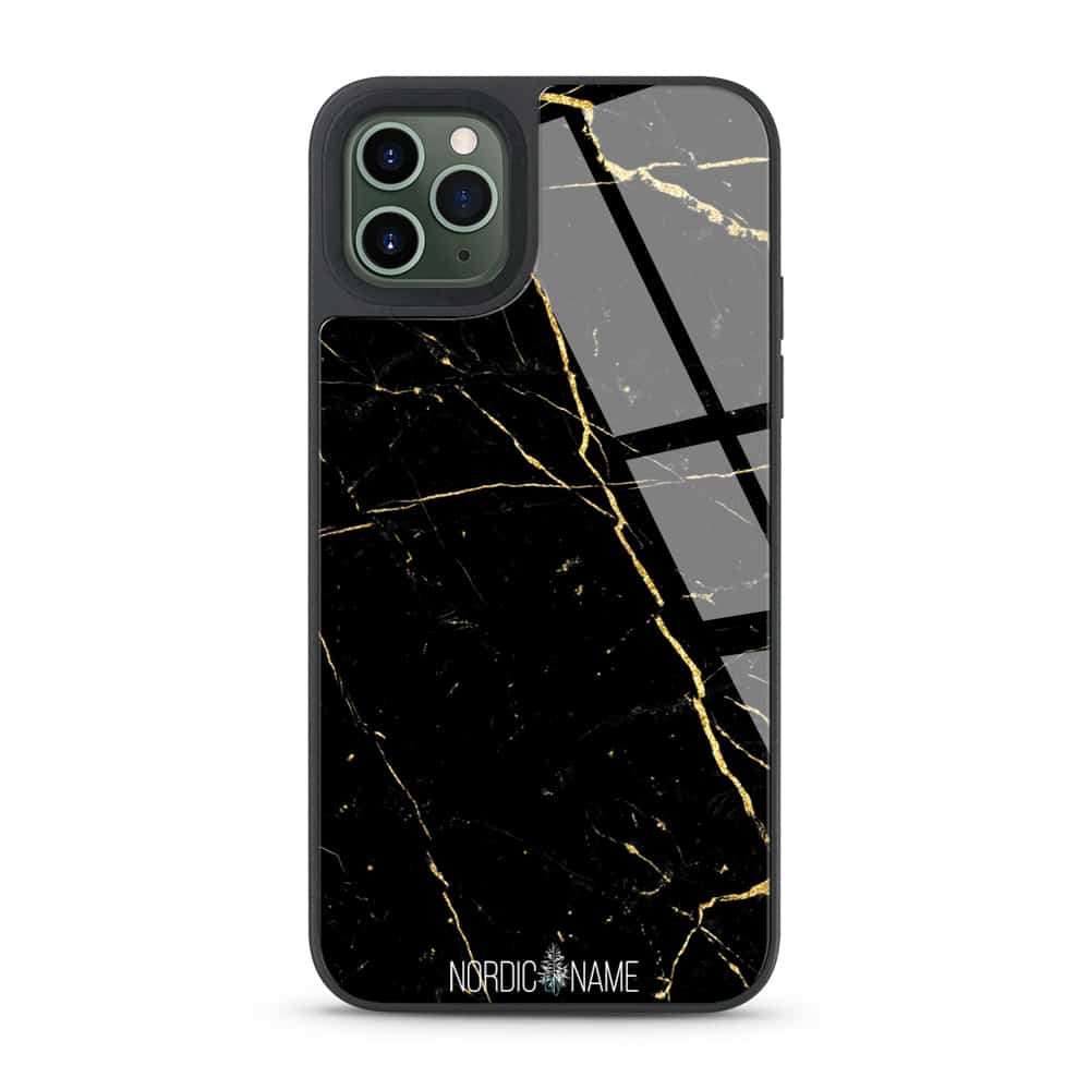 iPhone 13 mini Cover Marmor Look Kamera Ring – Sort