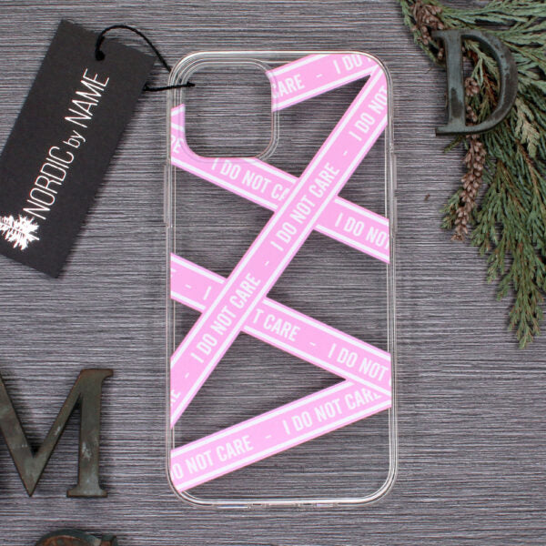 iPhone 12/12 Pro Cover i Do Not Care På – Transparent/Pink