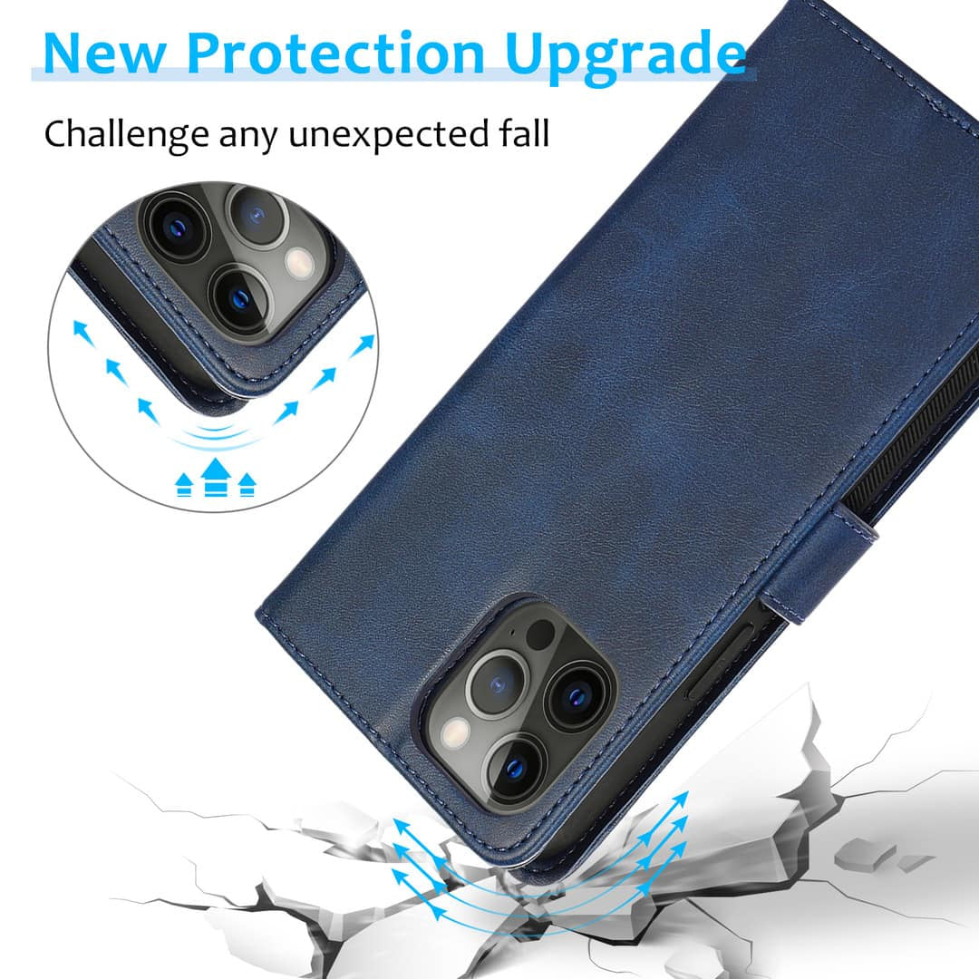iPhone 13 Pro Wallet Flip Cover bagside – Blå