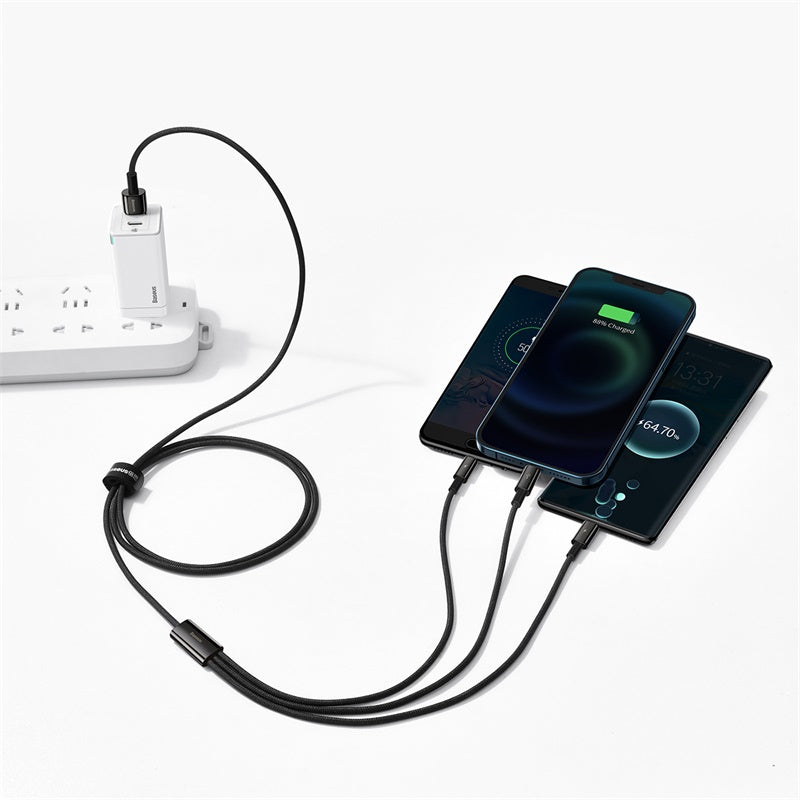 Baseus cable 3in1 Tungsten USB - micro USB + Lightning + USB-C 1,5m 3,5A black - billede 7