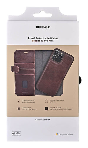 iPhone 13 Pro Max Læder Wallet Flip Cover – Brun – Buffalo