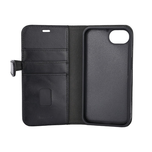 iPhone 16e / 17e Læder Wallet Flip Cover MagSeries med kortholder – Sort – Buffalo