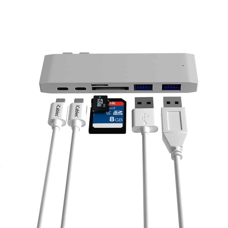 6-in-1 Dual USB Type-C Multi-Port Adapter Dongle Converter for MacBook - billede 2