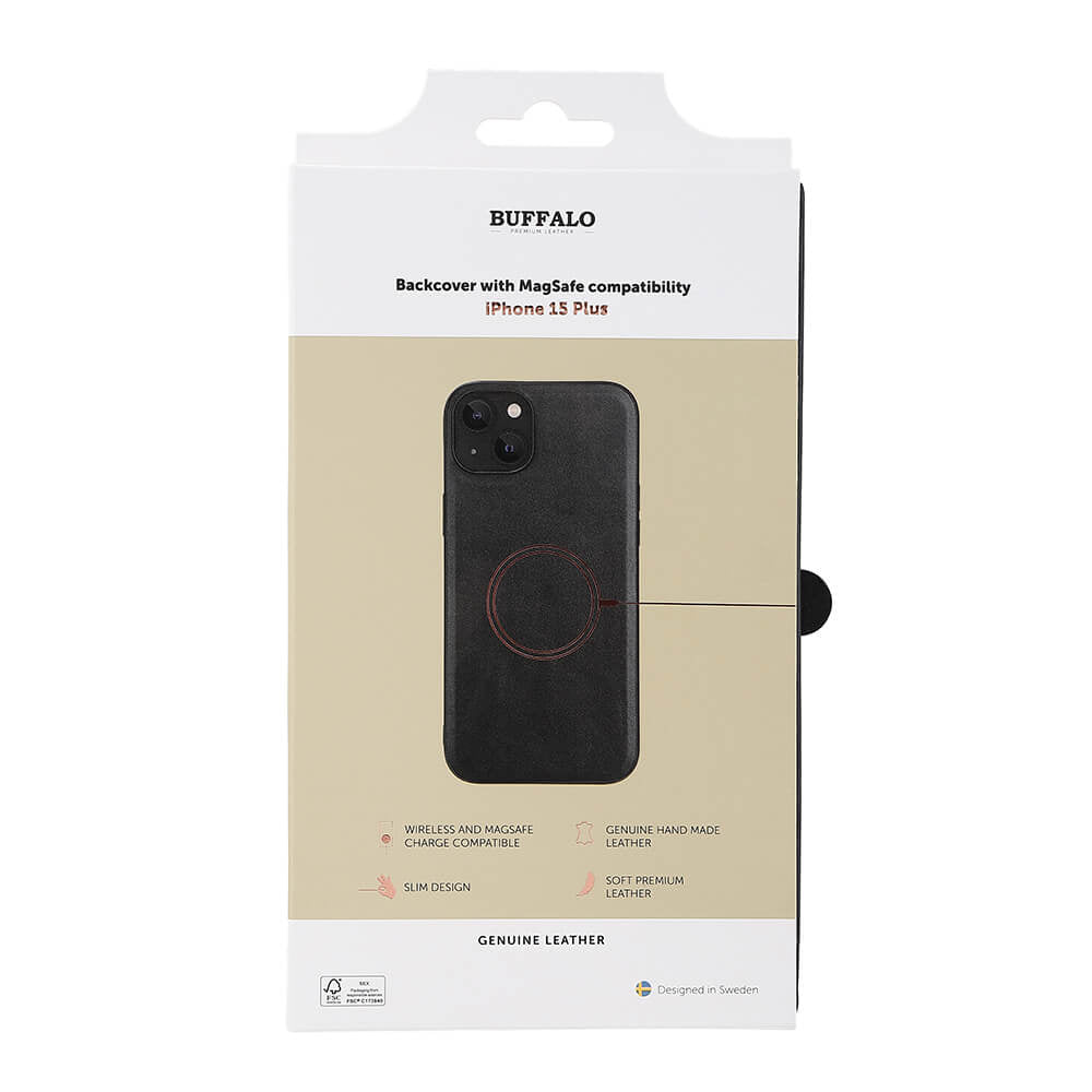 iPhone 15 Plus Læder Cover Magserie – Sort – Buffalo - billede 3