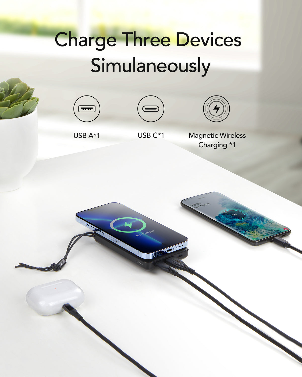 Magon 10000 mAh Magnetic - White