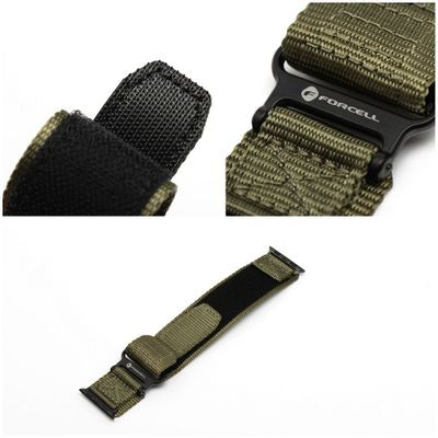 FORCELL Velcro Nylon Strap for Apple Watch - Army Green - 42/44/45/49 mm