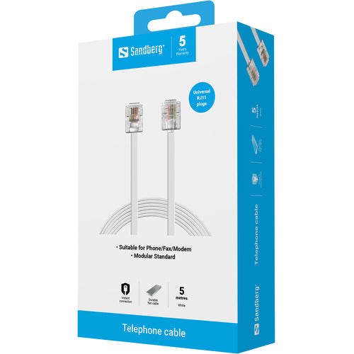 RJ11-RJ11, White 5m