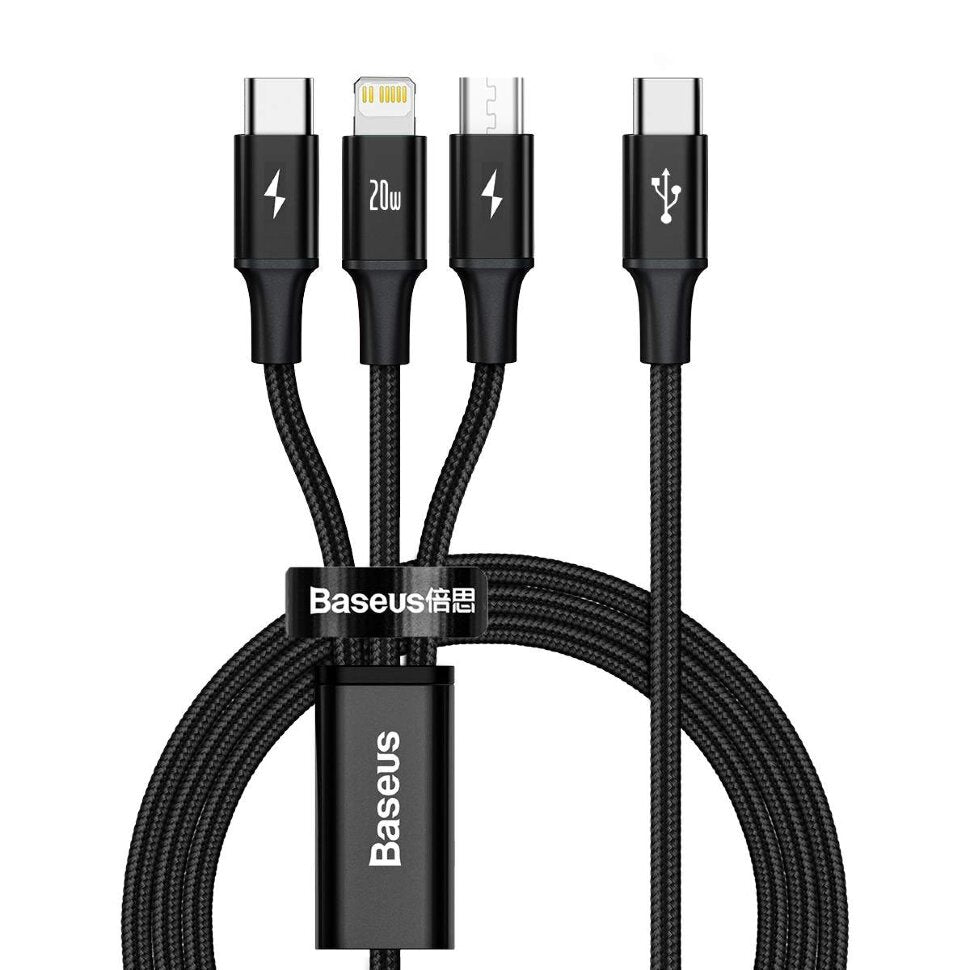 Baseus kabel USCB/3i1 1,5m Sort