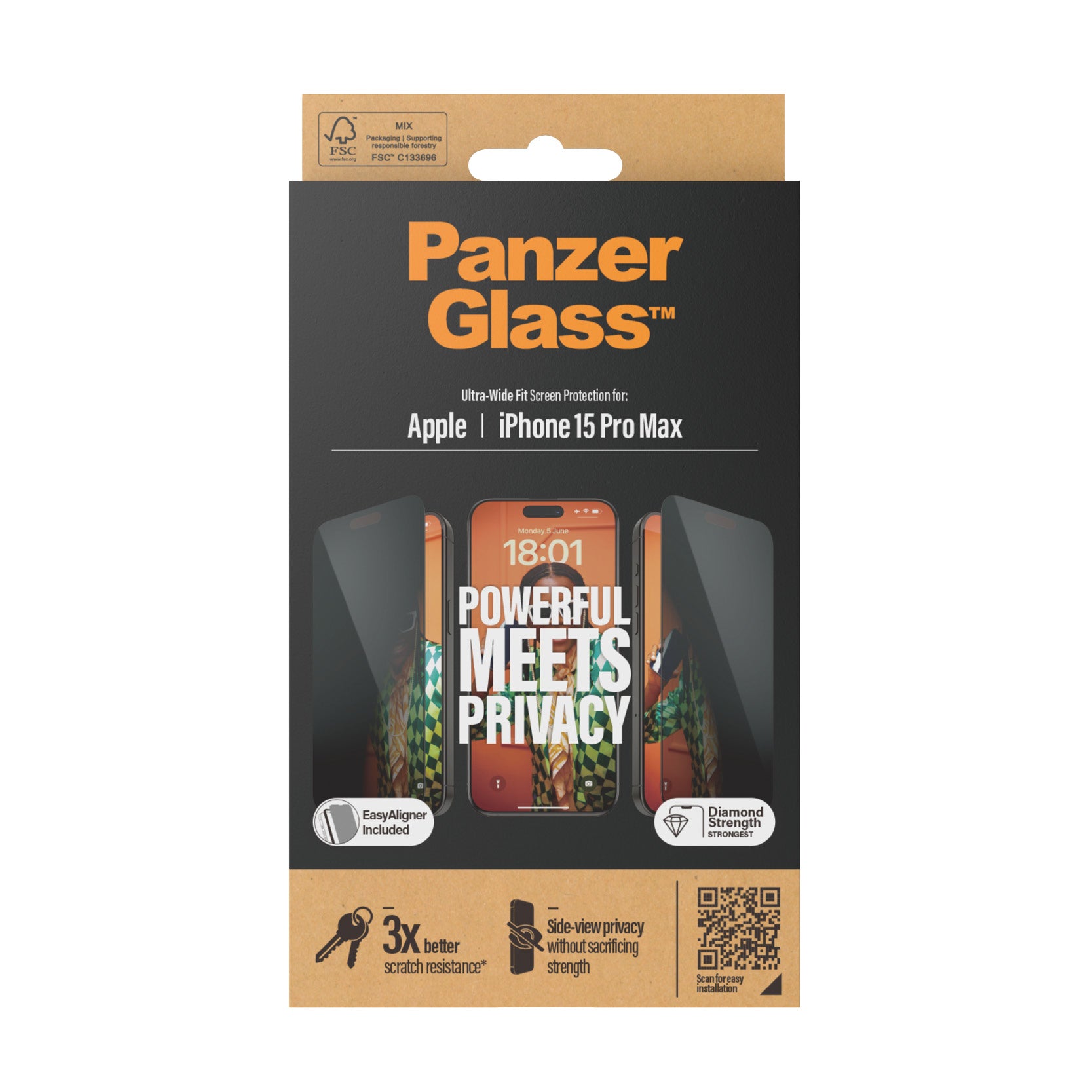 PanzerGlass iPhone 15 Pro Max UWF Privacy wA - billede 3