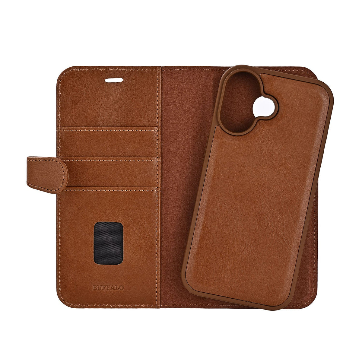 iPhone 17 / 18 Wallet Flip Cover 2 i 1 MAG – Brun – Buffalo - billede 4