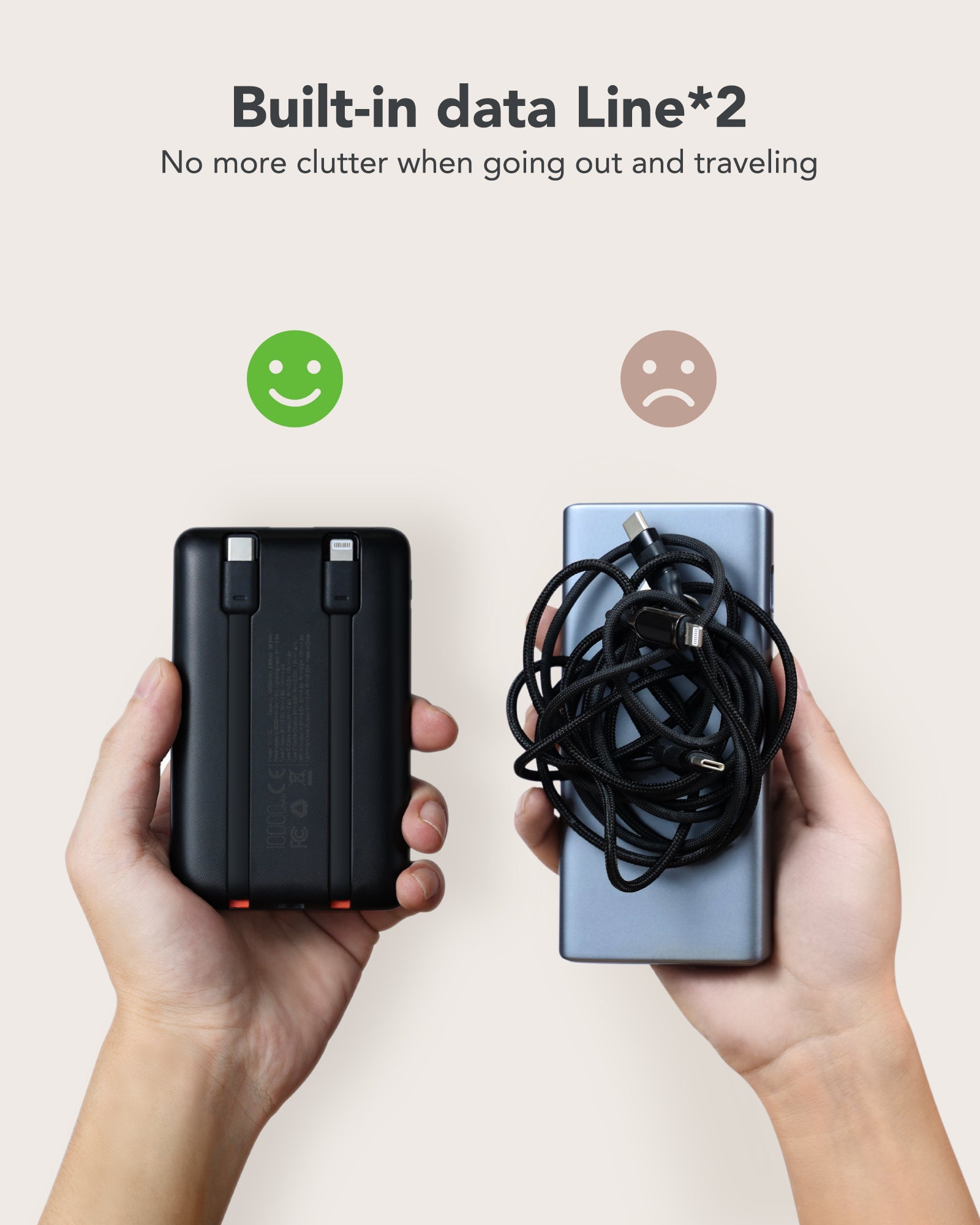 10000 mAh powerbank m/USBC+Lig - billede 5