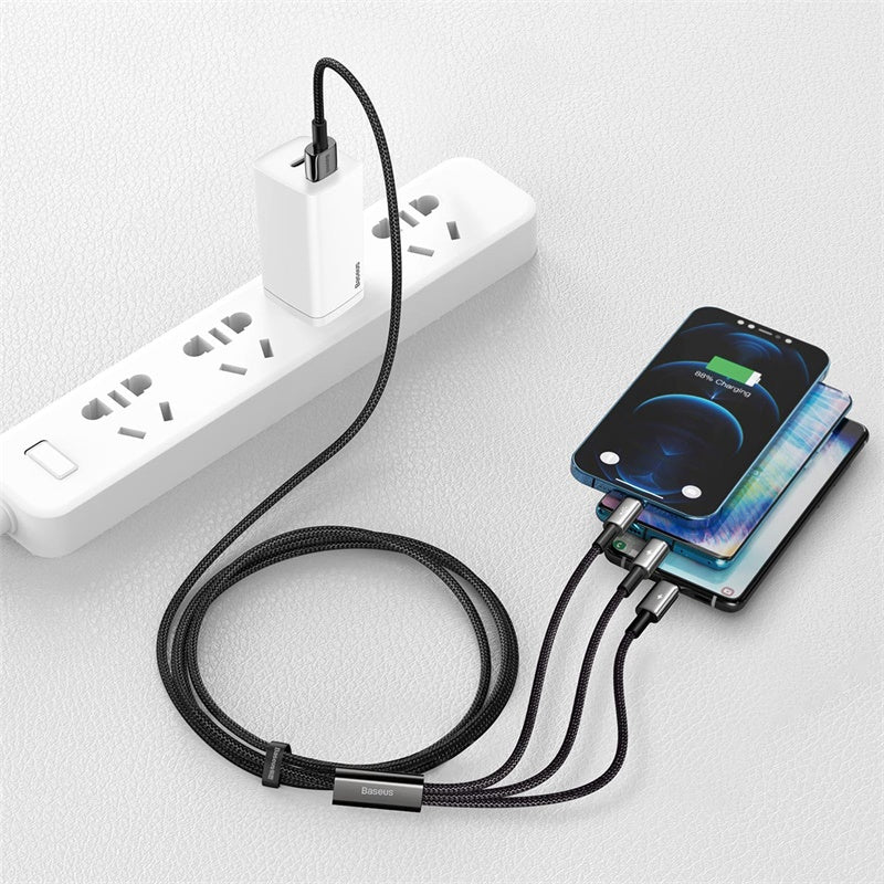 Baseus cable 3in1 Tungsten USB - micro USB + Lightning + USB-C 1,5m 3,5A black - billede 9