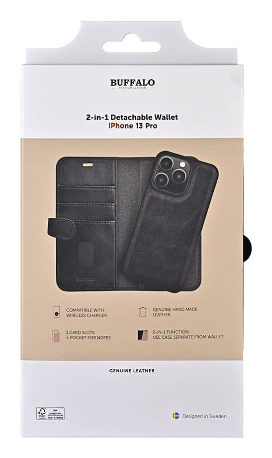 iPhone 13 Pro Læder Wallet Flip Cover – Sort – Buffalo - billede 2