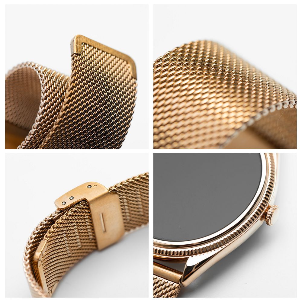 Smartwatch TITMO O-170 (AMOLED, bluetooth call, stainless steal gold mesh strap) gold