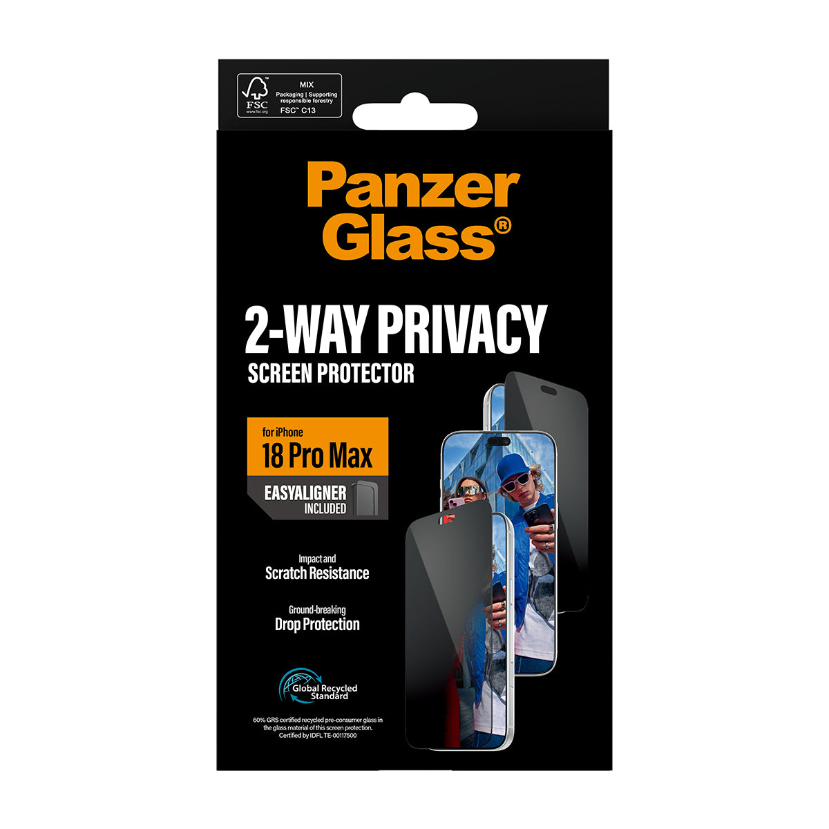 PG 2-Way Privacy Screen Prot iP18 Pro Max UWF EasyAligner - billede 3