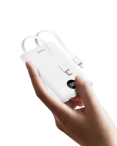 10000 mAh powerbank m/USBC+Lig  hvid