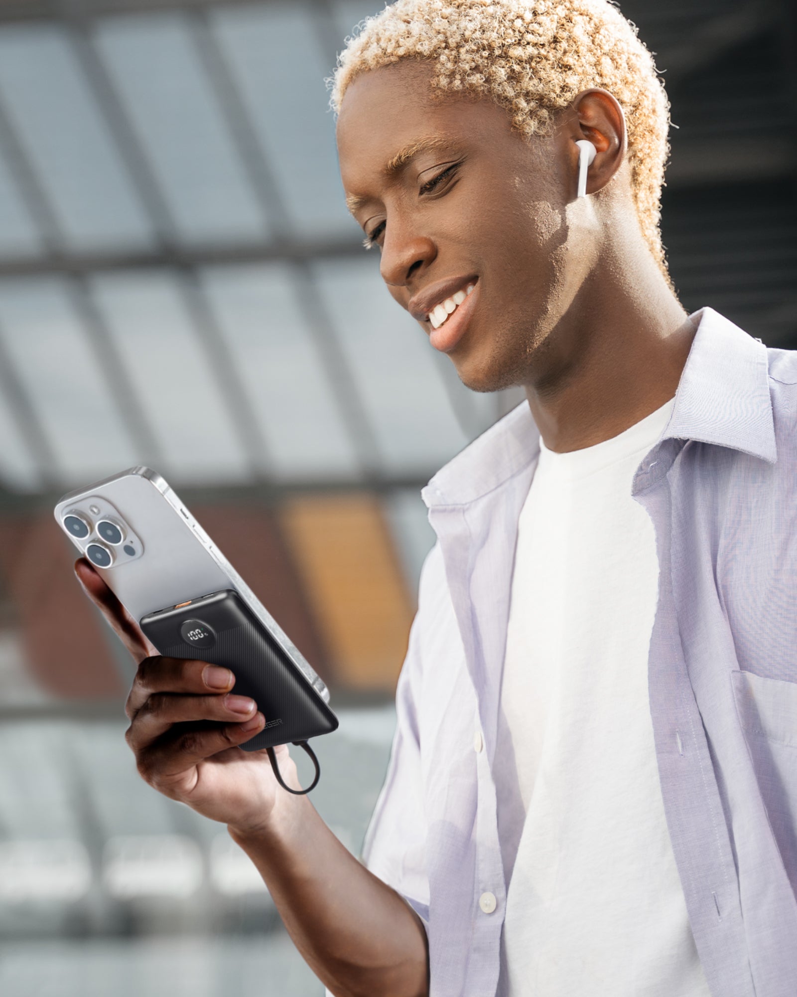 10000 mAh powerbank m/USBC+Lig