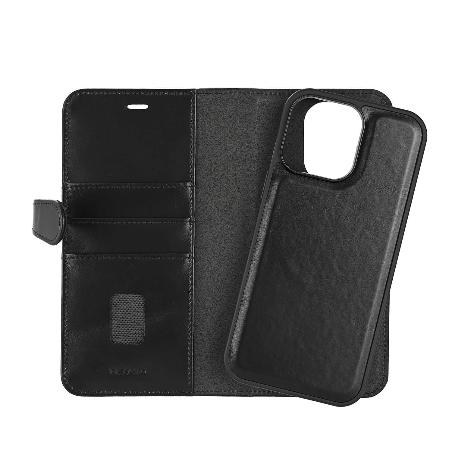 iPhone 16 Pro Max Læder Wallet Flip Cover 2 i 1 – Sort – Buffalo - billede 4