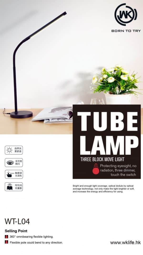 LED Bordlampe. USB. Justerbar arm og lys. Sort