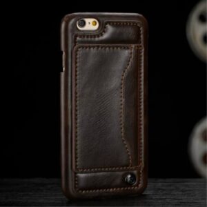 iPhone 6 plus/6S plus PU-læder cover til kort, brun
