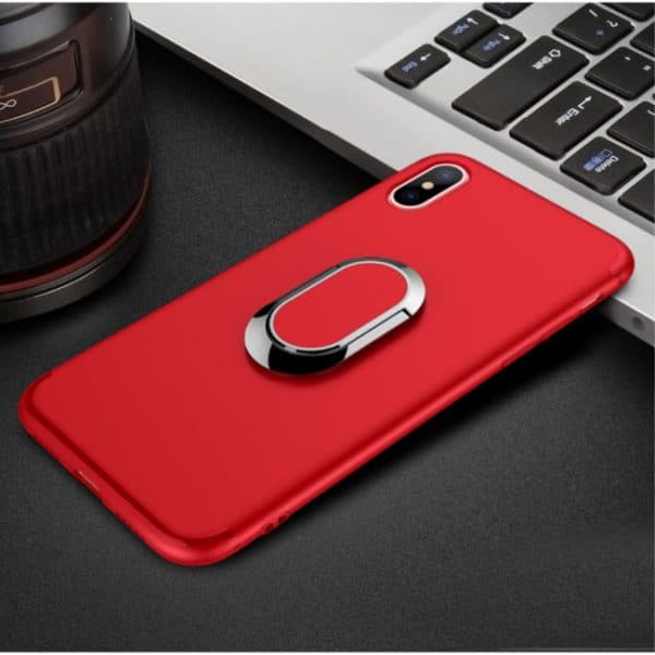 iPhone X Cover med magnet, 360" ringholder. Rød