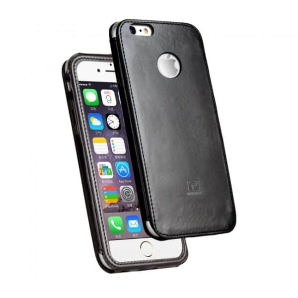 iPhone 6/6S læder cover, sort