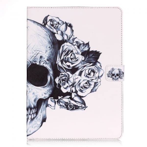 iPad Mini cover m. kortholder og dvalefunktion, hvid med skelethovede