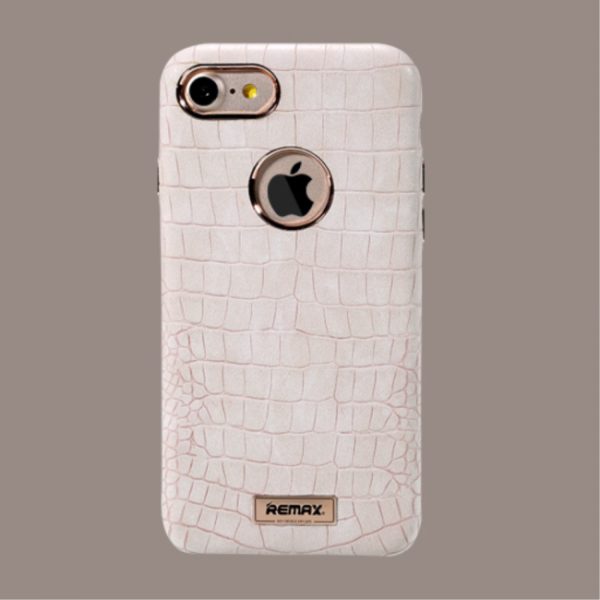 iPhone 7+/8+ Kroko præget PU læder cover. Hvid