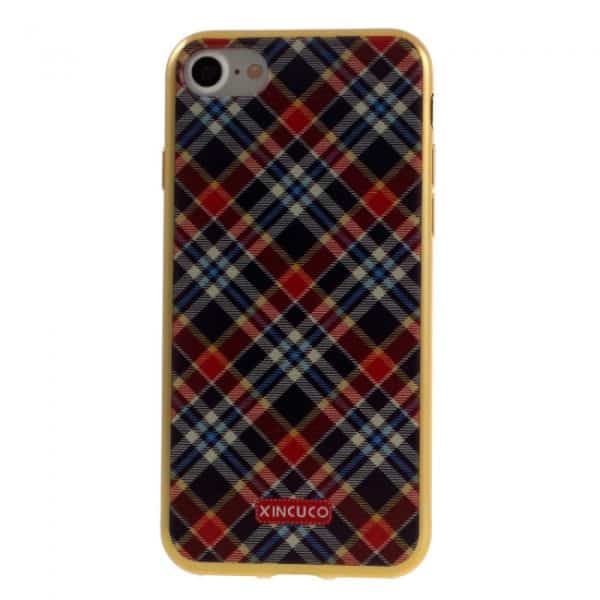 iPhone 7/8 TPU Cover. Skotskternet Rød/M.Blå