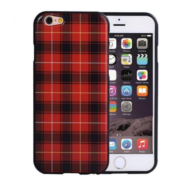 iPhone 6/6S Bagside cover TPU rød/sort ternet