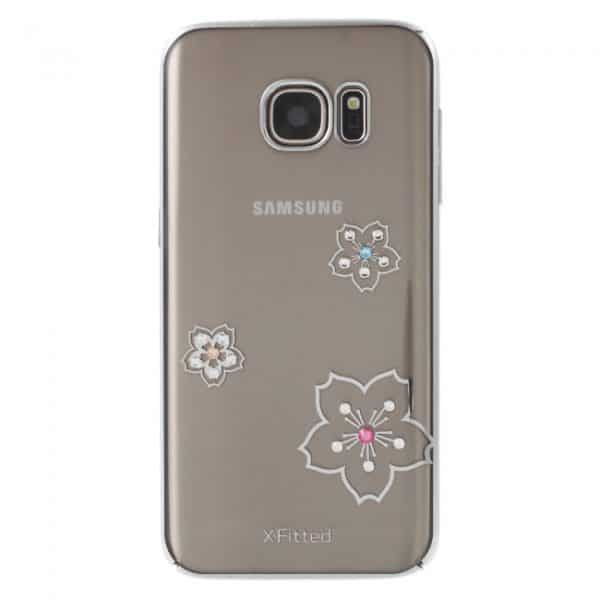 Samsung GS 7 Cover Sølvkant, Rhinestone. Blomster