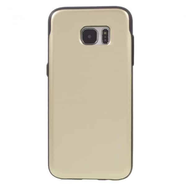 Samsung GS 7 Edge Cover med kortholder. TPU Gold