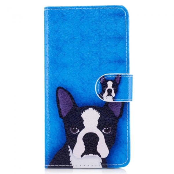 Samsung Galaxy S8 Plus Flipcover. Blå med hund.