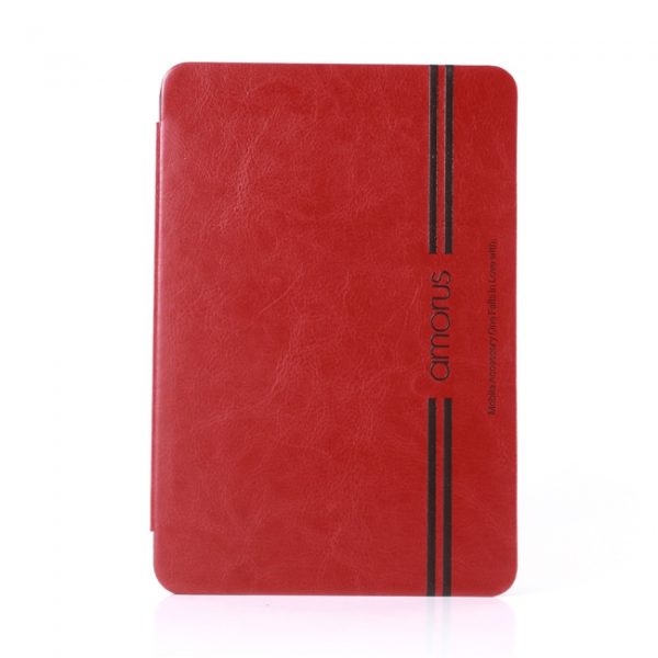 iPad mini flipcover, PU læder Rød med sort streg.
