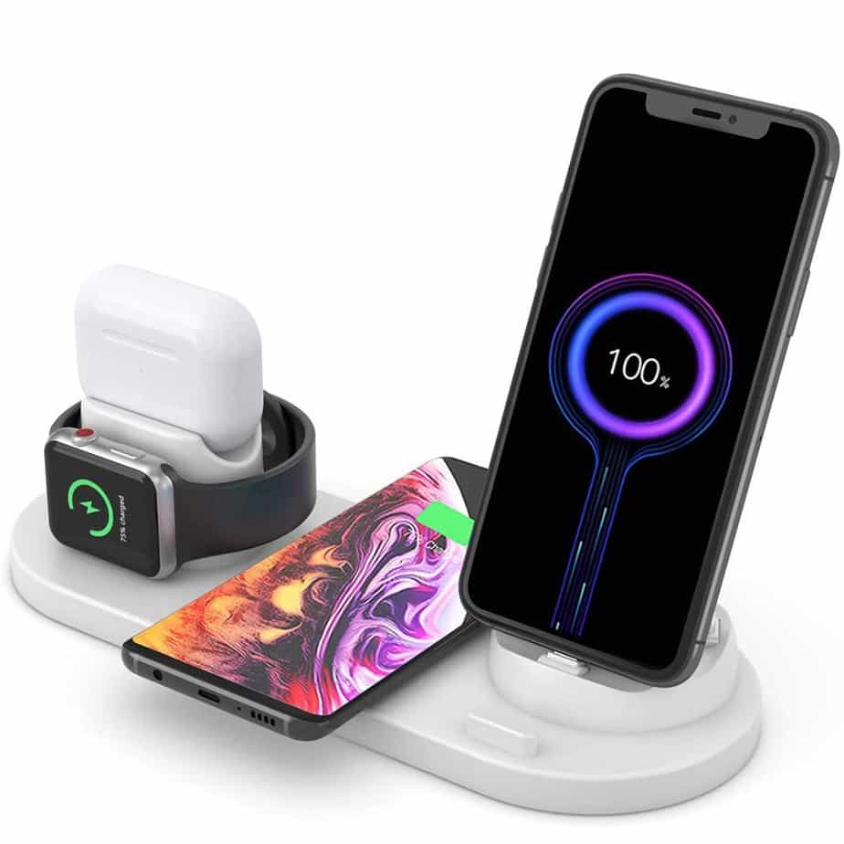 6 I 1 Opladestation Til IPhone Apple Watch - Airpods - Samsung - Huawei, Hvid | WeCoverYou