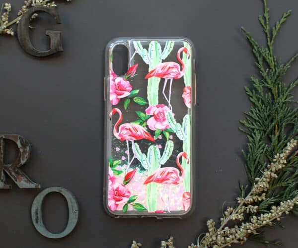 iPhone 7/8/SE2020 med flydende glitter, Blomster