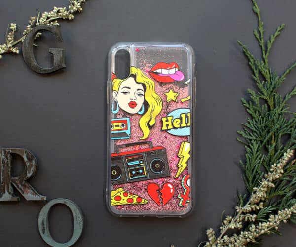 iPhone 7/8/SE2020 med flydende glitter, Pop art