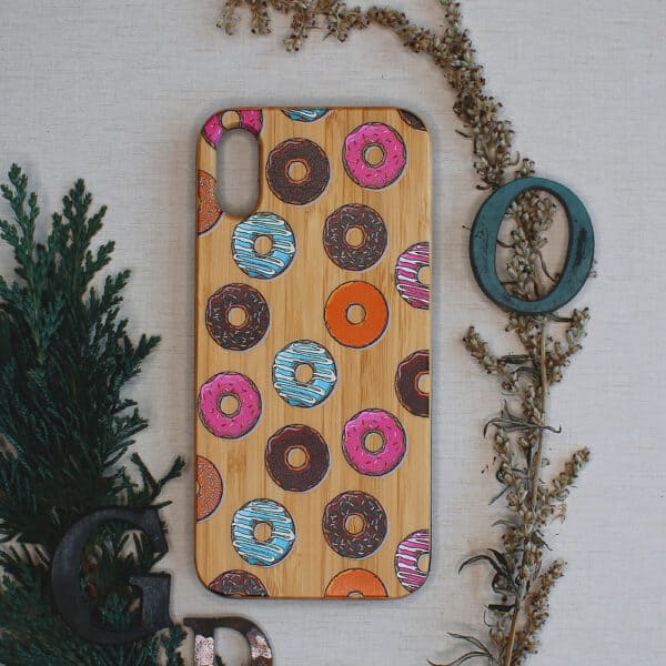 iPhone X/XS bagside i træ, Donuts
