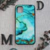 iPhone 11 Pro max bagside i glas, Marmor, turkis