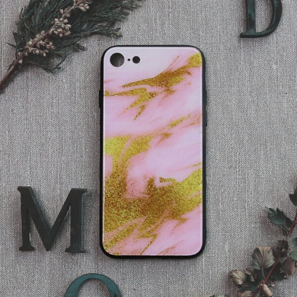 iPhone 7/8/SE 2020 bagside i glas, Marmor, lyserød