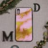 iPhone XR bagside i glas, Marmor, lyserød