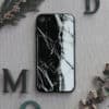 iPhone 7/8/SE 2020 bagside i glas, Marmor, sort